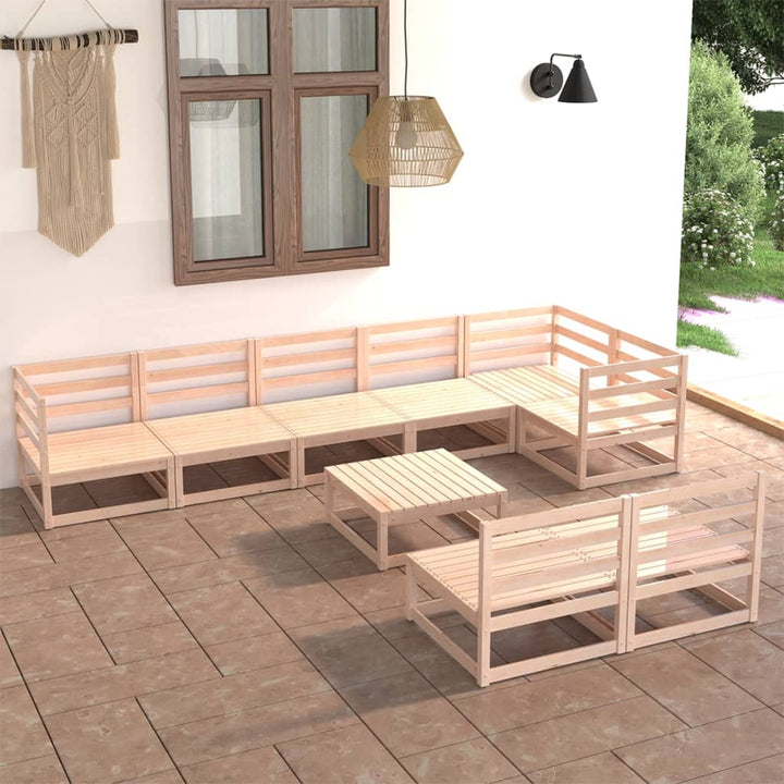 Vixl Set Mobilier De Grădină Cu Perne, 9 Piese, Lemn Masiv De Pin