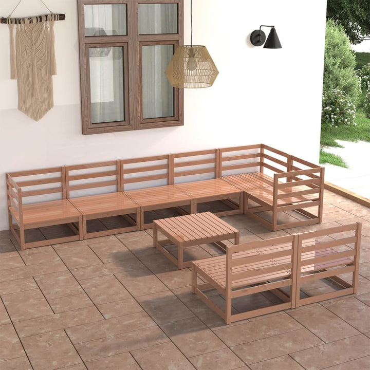 Vixl Set Mobilier De Grădină Cu Perne, 9 Piese, Lemn Masiv De Pin