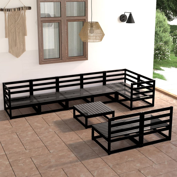Vixl Set Mobilier De Grădină Cu Perne, 9 Piese, Lemn Masiv De Pin