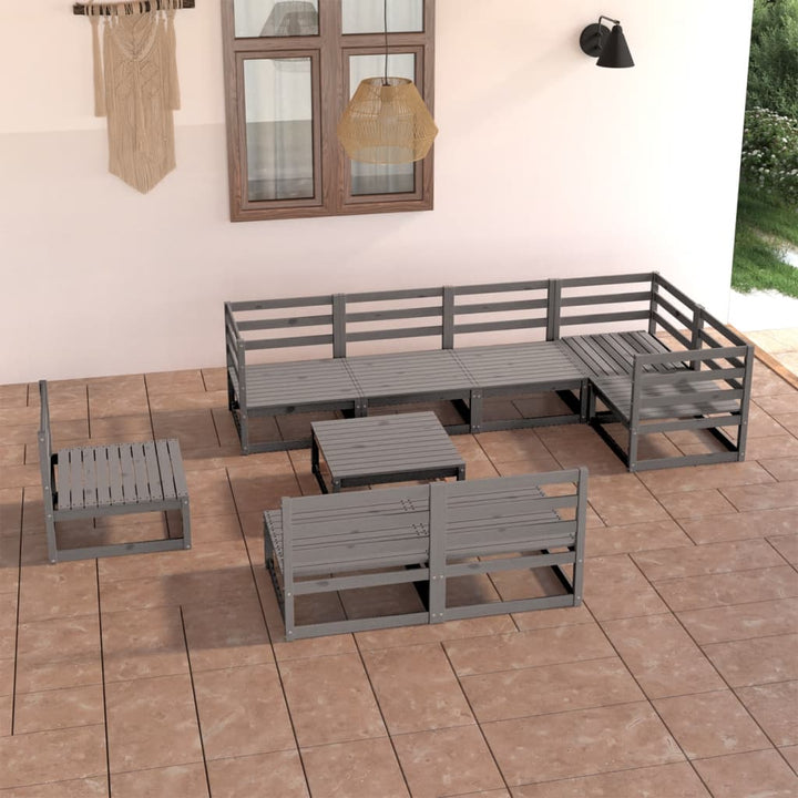 Vixl Set Mobilier De Grădină Cu Perne, 9 Piese, Lemn Masiv Pin