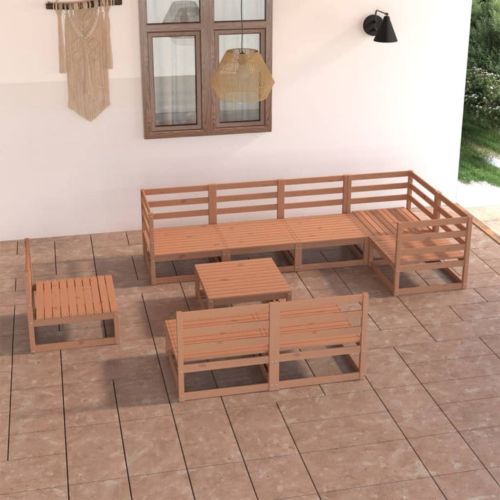 Vixl Set Mobilier De Grădină Cu Perne, 9 Piese, Lemn Masiv Pin