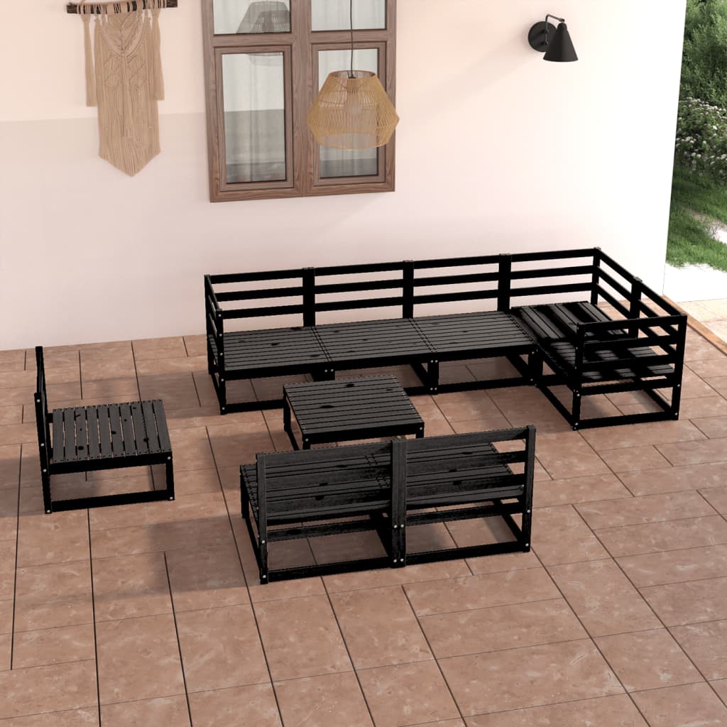 Vixl Set Mobilier De Grădină Cu Perne, 9 Piese, Lemn Masiv Pin