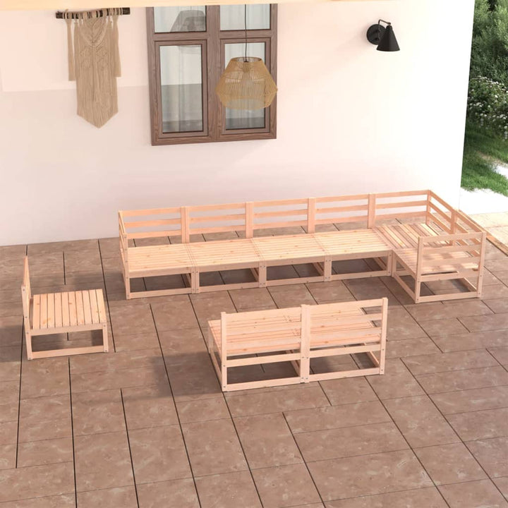 Vixl Set Mobilier De Grădină Cu Perne, 9 Piese, Lemn Masiv De Pin