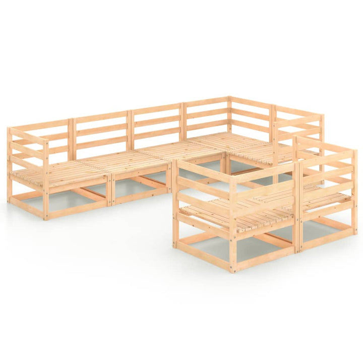 Vixl Set Mobilier De Grădină Cu Perne, 7 Piese, Lemn Masiv De Pin