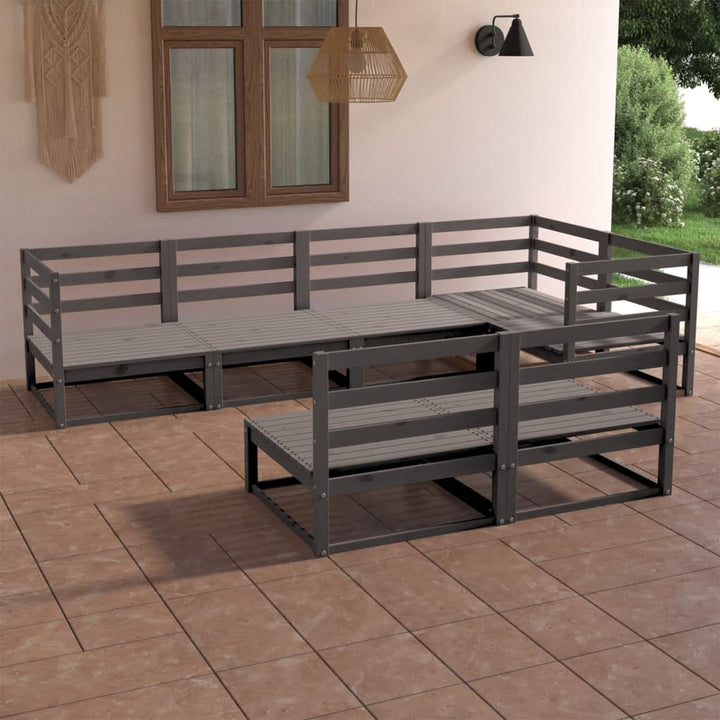 Vixl Set Mobilier De Grădină Cu Perne, 7 Piese, Lemn Masiv De Pin