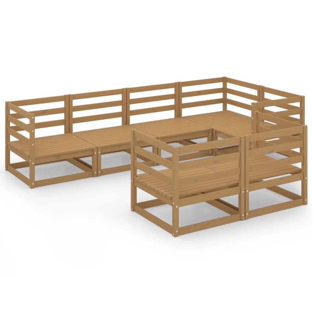 Vixl Set Mobilier De Grădină Cu Perne, 7 Piese, Lemn Masiv De Pin