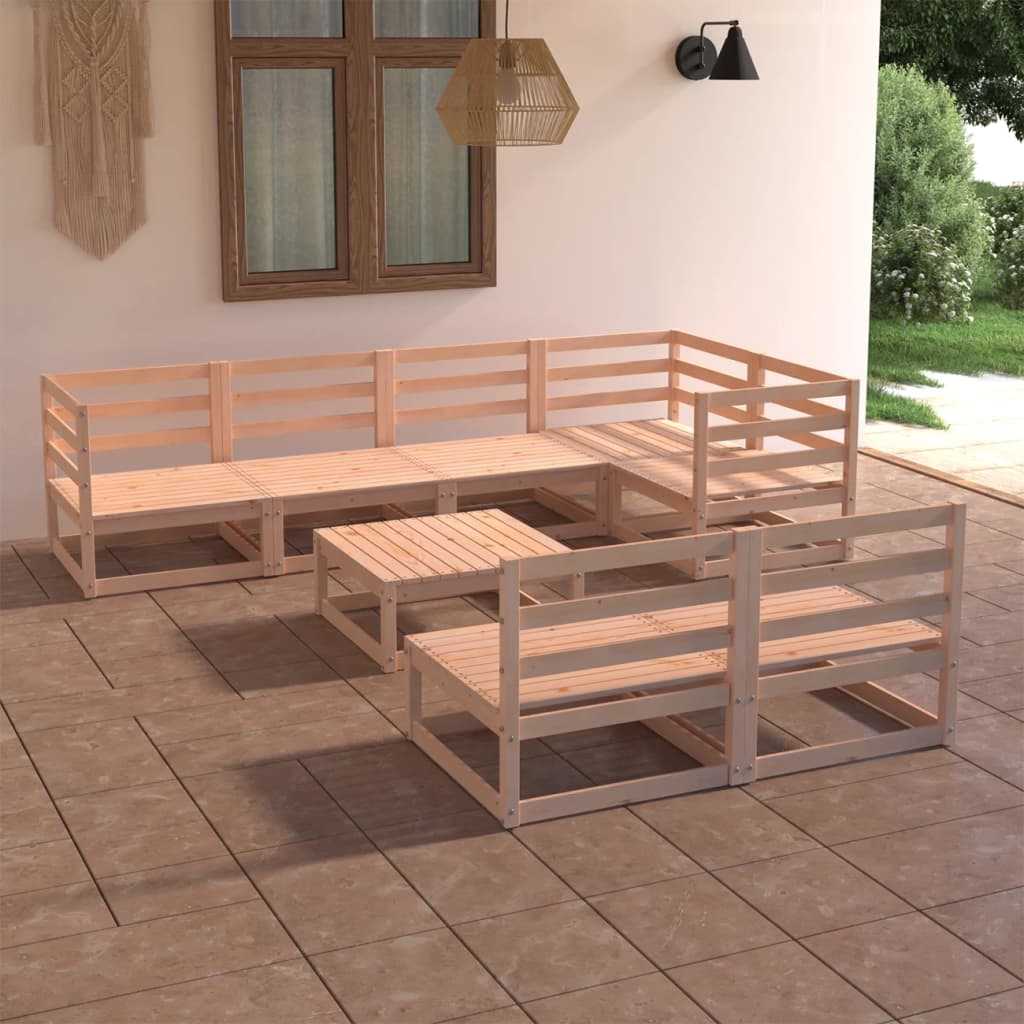 Set Mobilier De Grădină, 8 Piese, , Lemn Masiv De Pin