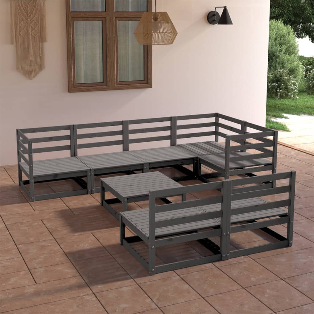 Set Mobilier De Grădină, 8 Piese, , Lemn Masiv De Pin