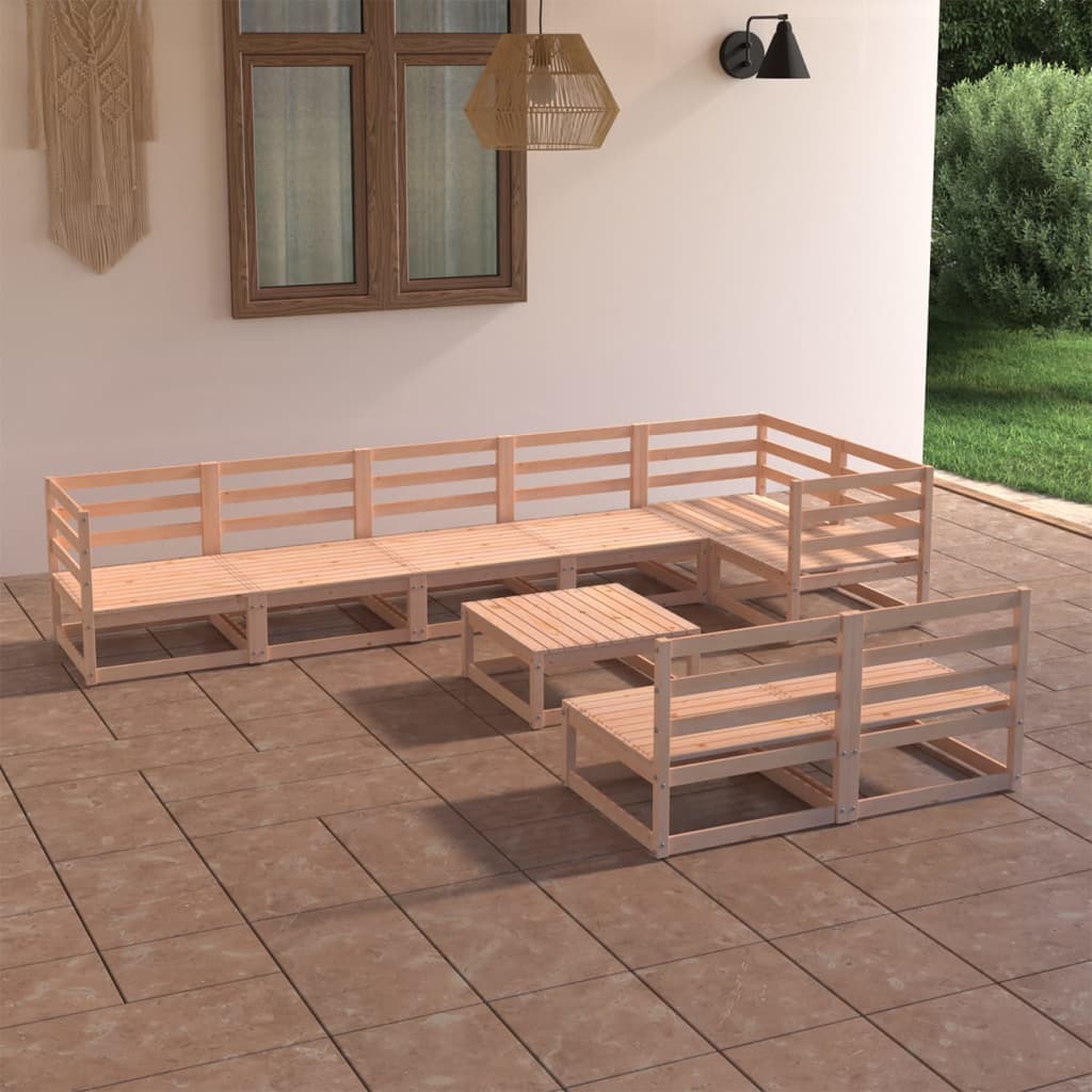 Vixl Set Mobilier Grădină Cu Perne, 9 Piese, Lemn Masiv Pin