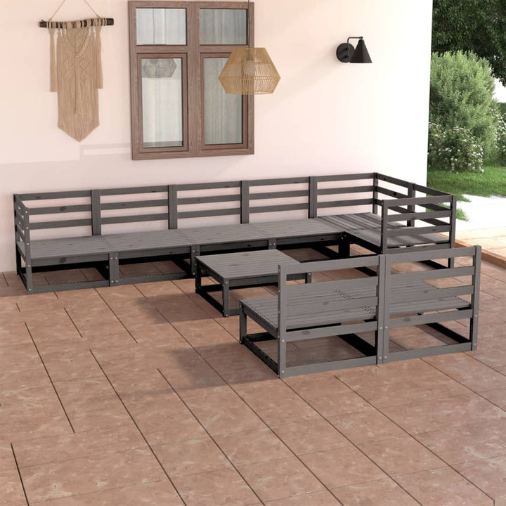 Vixl Set Mobilier Grădină Cu Perne, 9 Piese, Lemn Masiv Pin