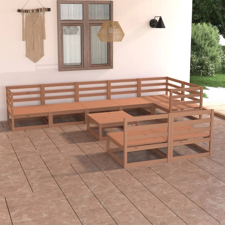 Vixl Set Mobilier Grădină Cu Perne, 9 Piese, Lemn Masiv Pin