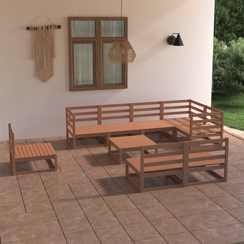 Vixl Set Mobilier Grădină Cu Perne, 9 Piese, Lemn Masiv De Pin