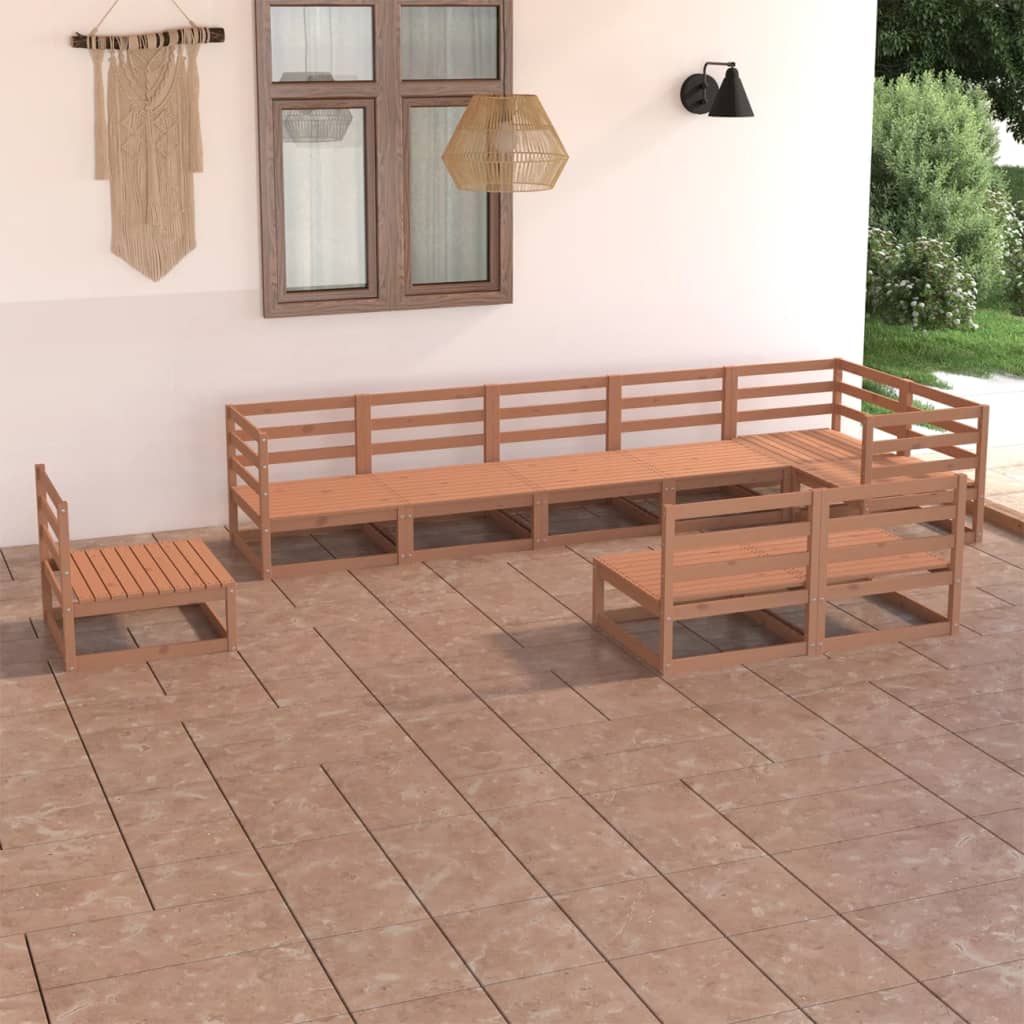 Vixl Set Mobilier Grădină Cu Perne, 9 Piese, Lemn Masiv De Pin