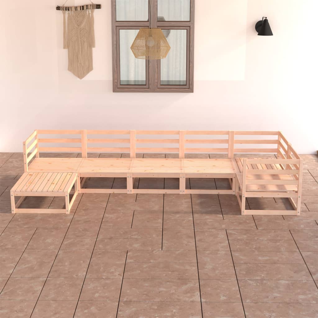 Set Mobilier De Grădină, 7 Piese, , Lemn Masiv De Pin