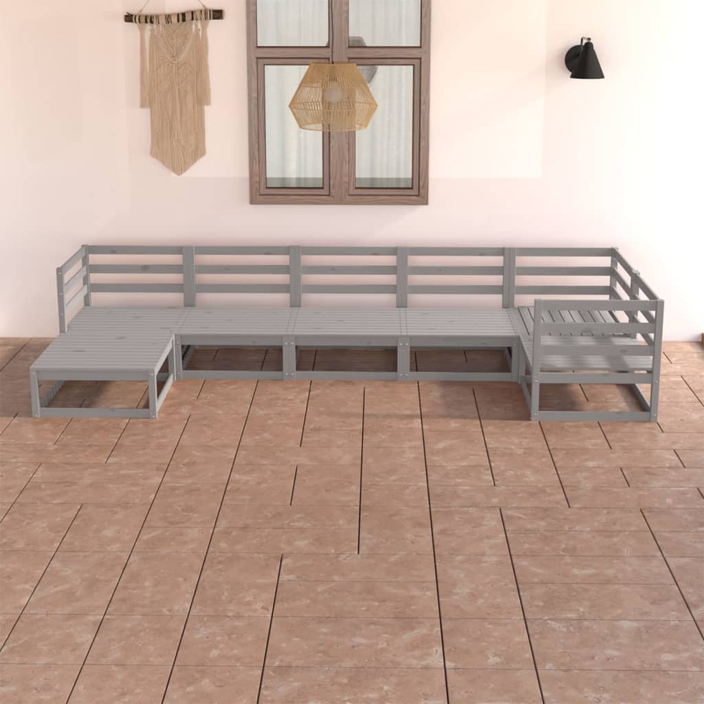Set Mobilier De Grădină, 7 Piese, , Lemn Masiv De Pin