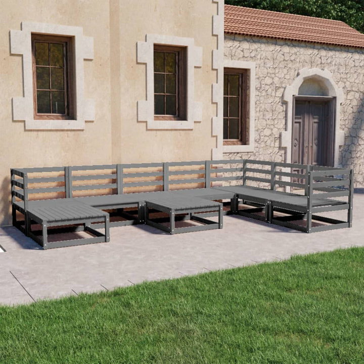Vixl Set Mobilier De Grădină Cu Perne, 9 Piese, Lemn Masiv De Pin