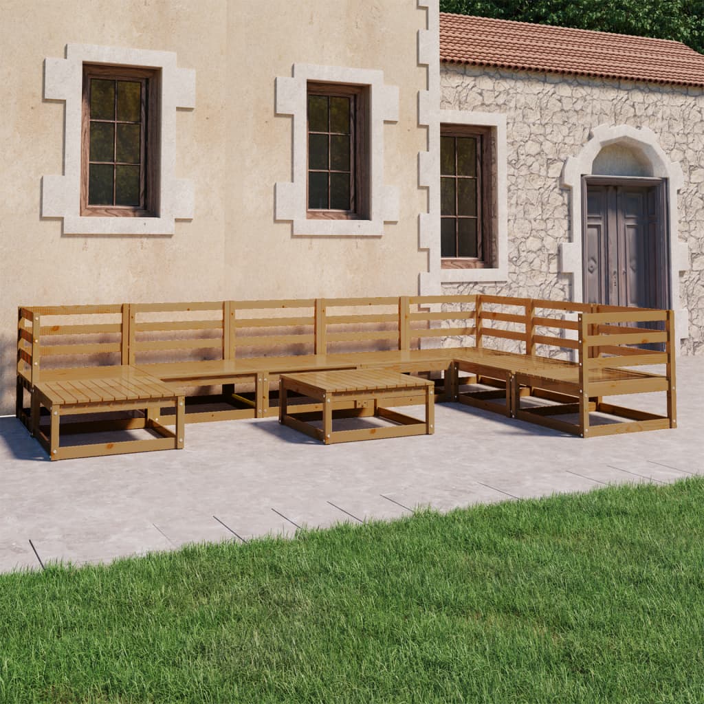 Vixl Set Mobilier De Grădină Cu Perne, 9 Piese, Lemn Masiv De Pin