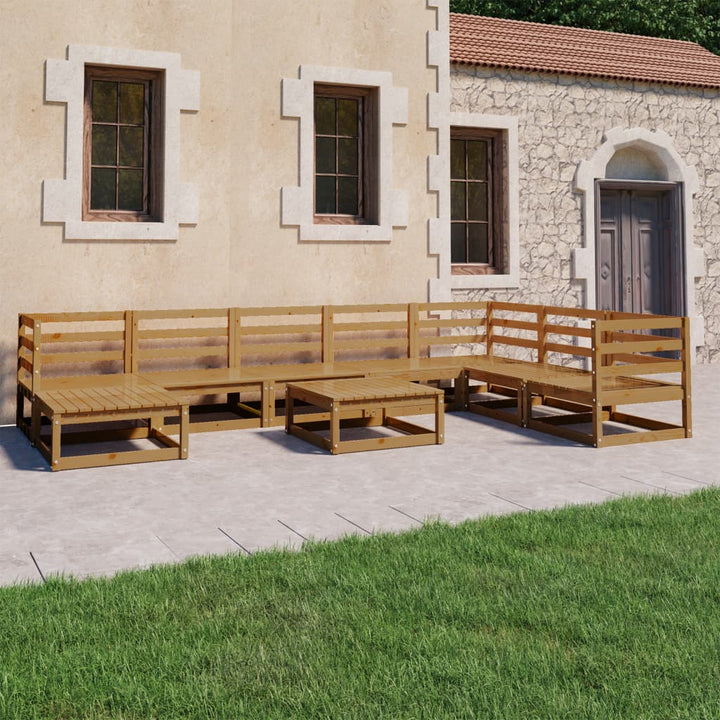 Vixl Set Mobilier De Grădină Cu Perne, 9 Piese, Lemn Masiv De Pin