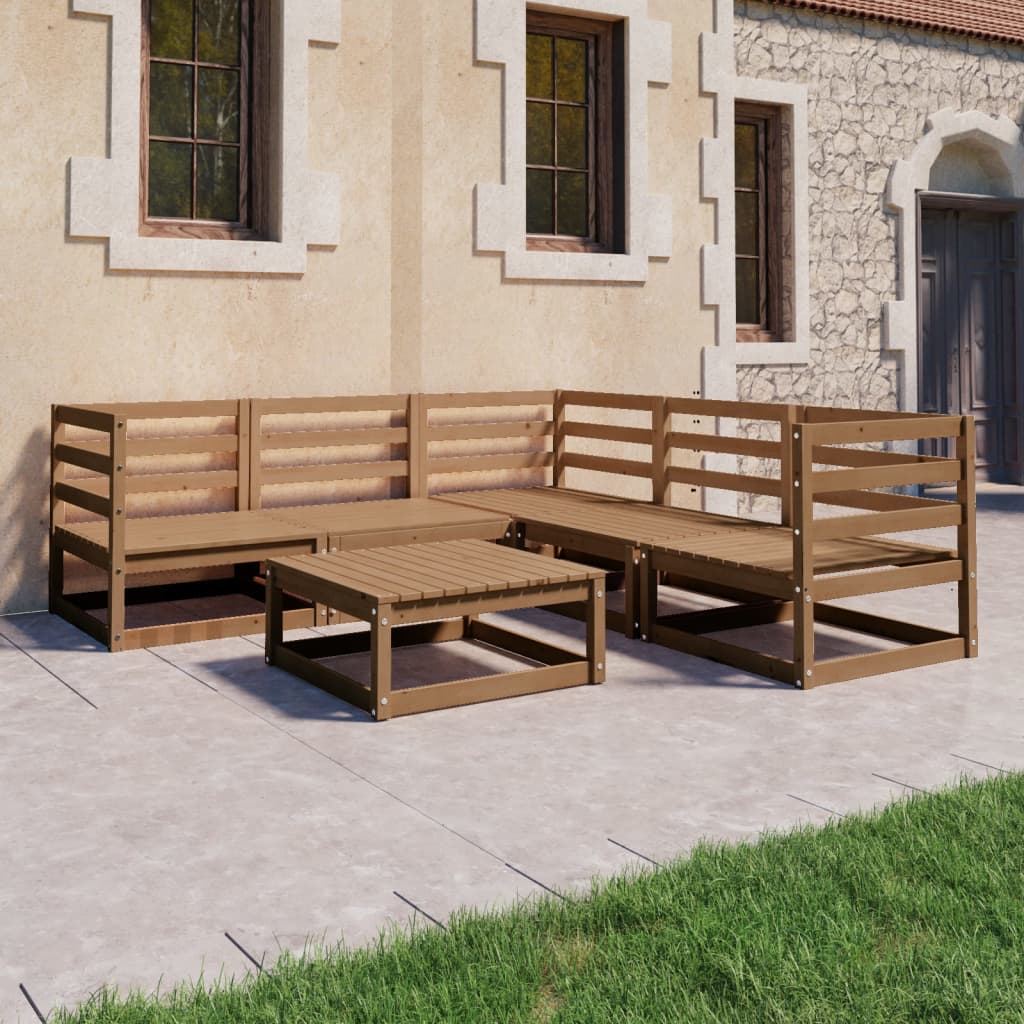 Vixl Set Mobilier De Grădină Cu Perne, 6 Piese, Lemn Masiv De Pin