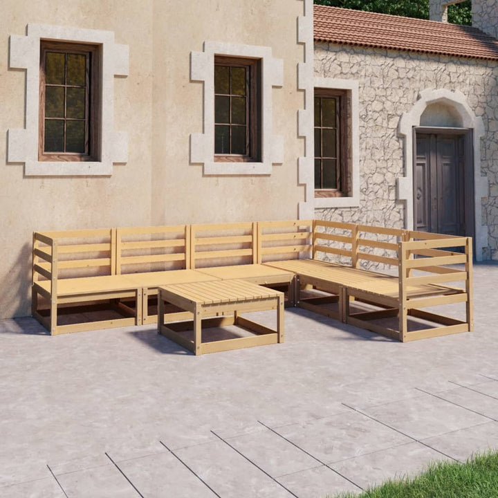 Set Mobilier De Grădină, 7 Piese, , Lemn Masiv De Pin