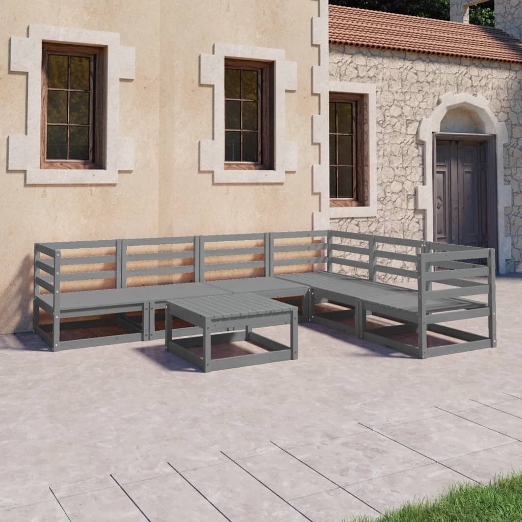 Set Mobilier De Grădină, 7 Piese, , Lemn Masiv De Pin