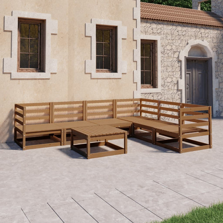 Set Mobilier De Grădină, 7 Piese, , Lemn Masiv De Pin