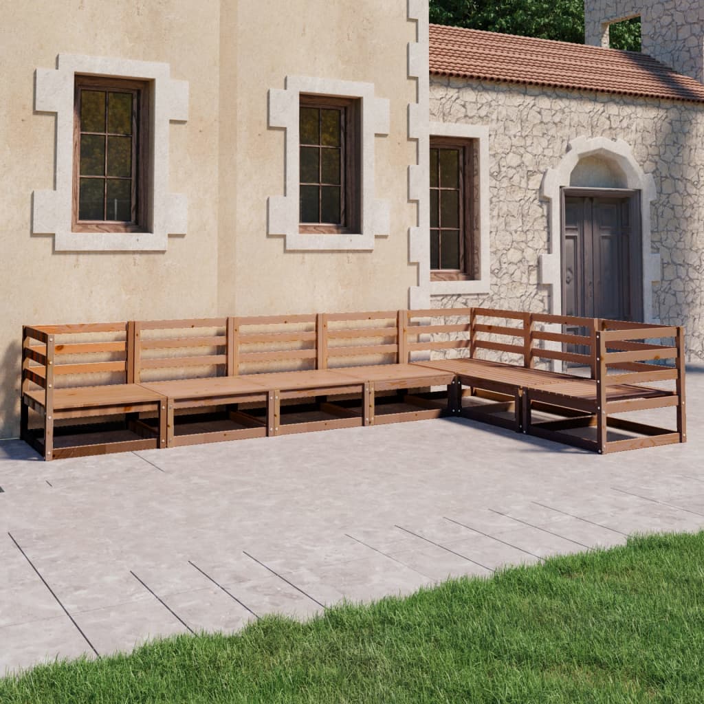 Vixl Set Mobilier Grădină, Perne, 7 Piese, Lemn Masiv Pin