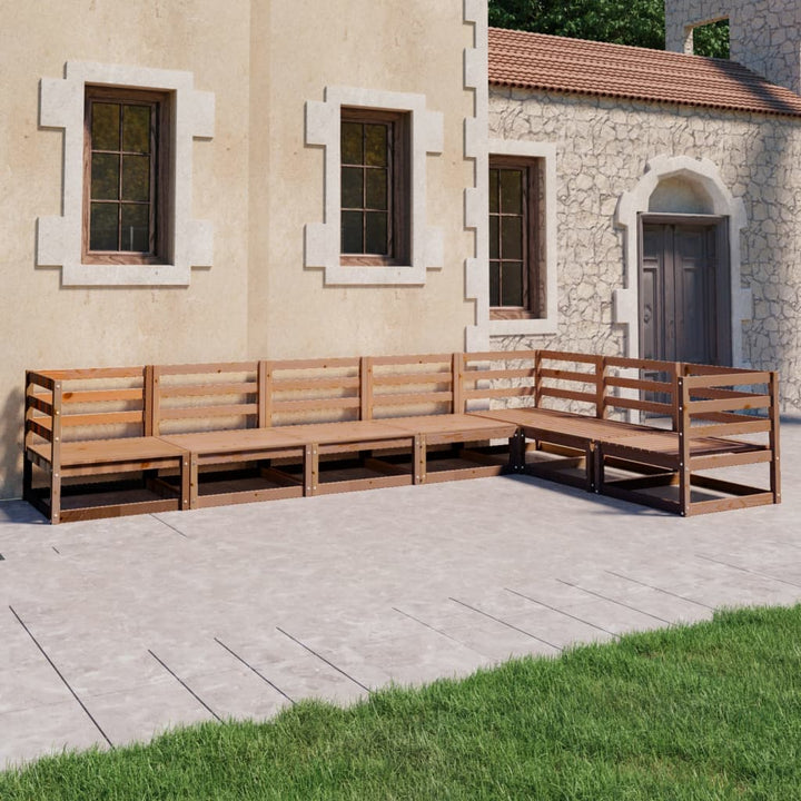 Vixl Set Mobilier Grădină, Perne, 7 Piese, Lemn Masiv Pin