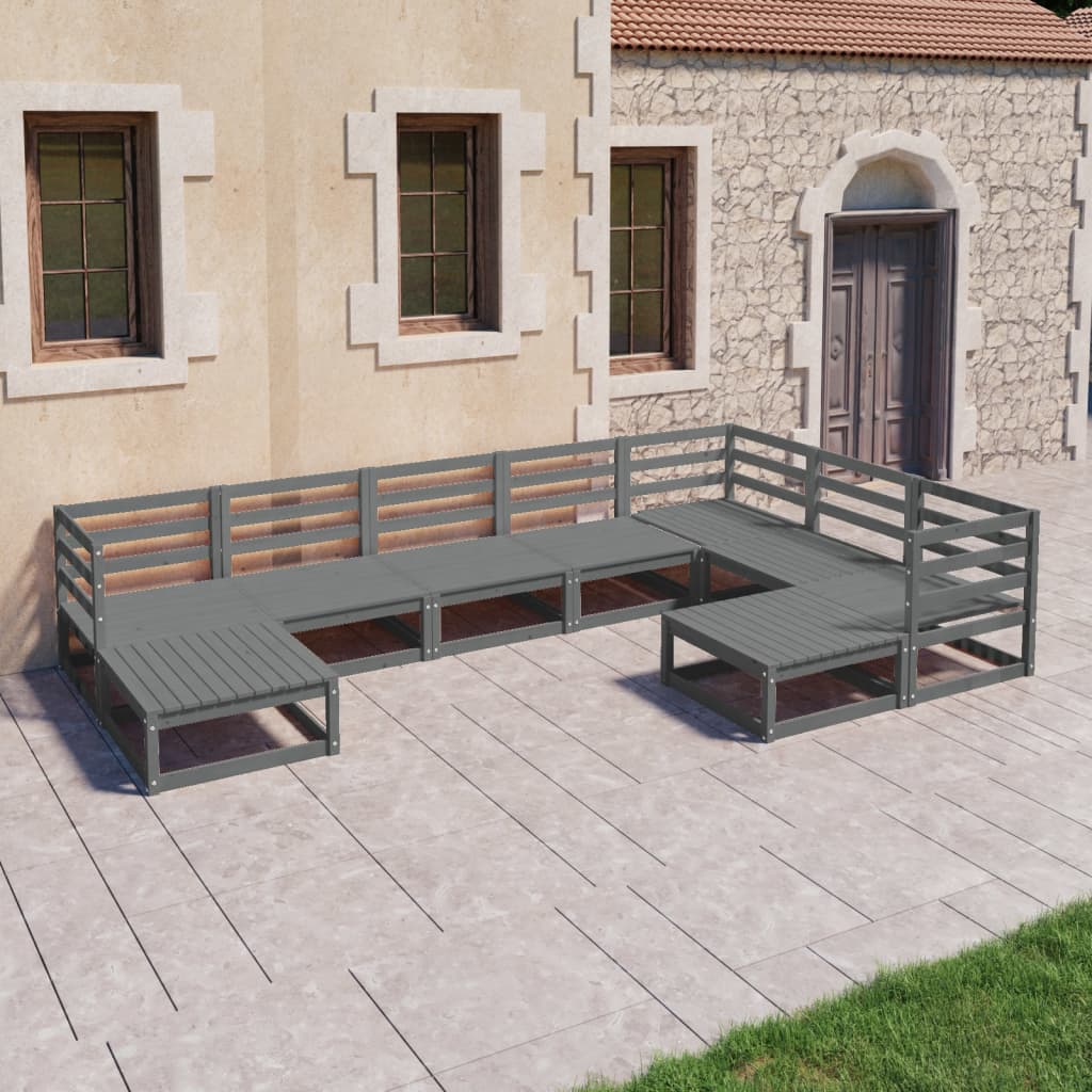 Vixl Set Mobilier Grădină Cu Perne, 9 Piese, , Lemn Masiv De Pin