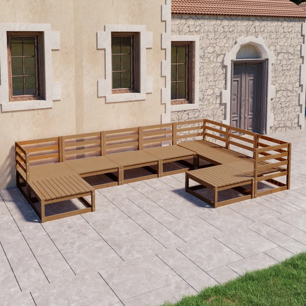 Vixl Set Mobilier Grădină Cu Perne, 9 Piese, , Lemn Masiv De Pin