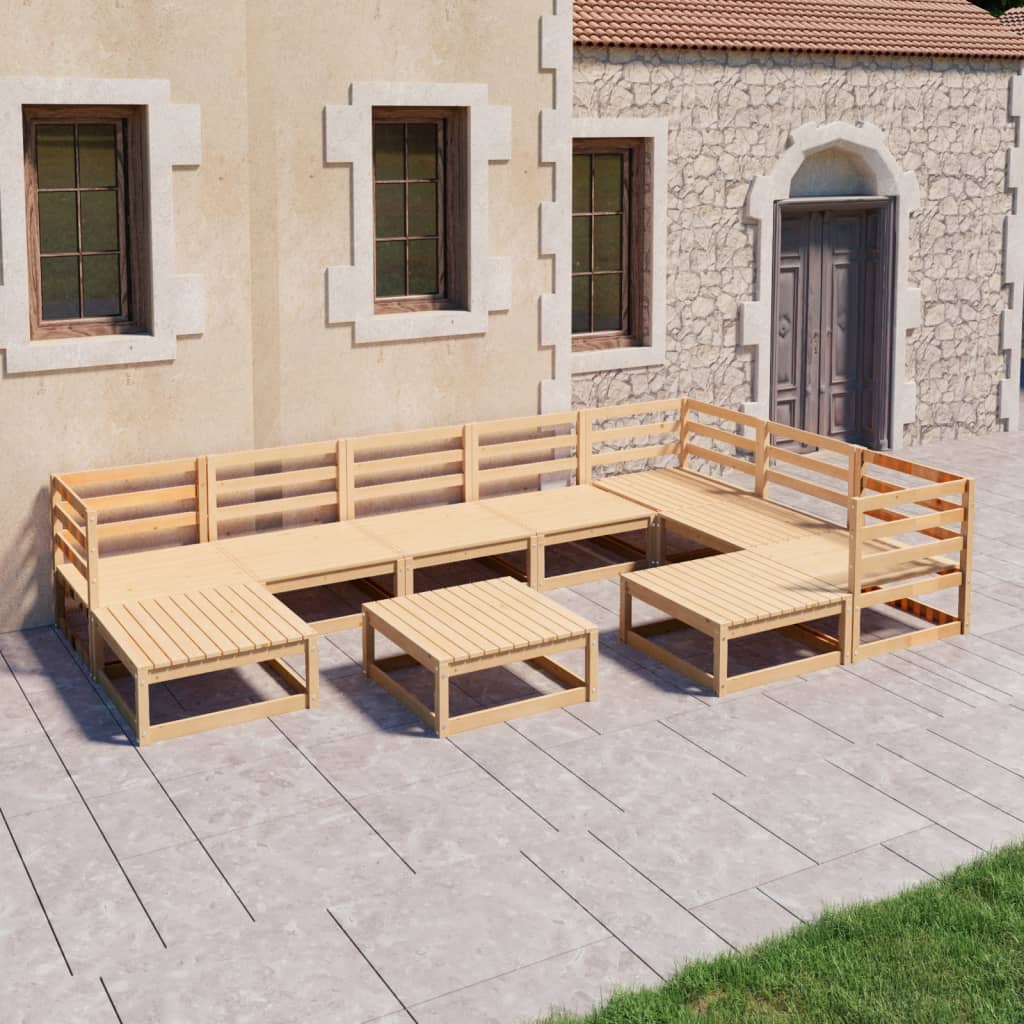 Set Mobilier De Grădină, 10 Piese, , Lemn Masiv De Pin
