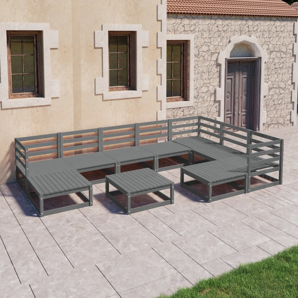 Set Mobilier De Grădină, 10 Piese, , Lemn Masiv De Pin