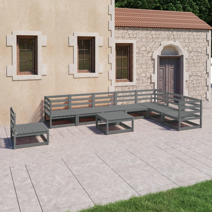 Vixl Set Mobilier Grădină Cu Perne, 9 Piese, , Lemn Masiv De Pin