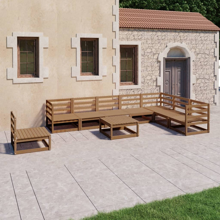 Vixl Set Mobilier Grădină Cu Perne, 9 Piese, , Lemn Masiv De Pin