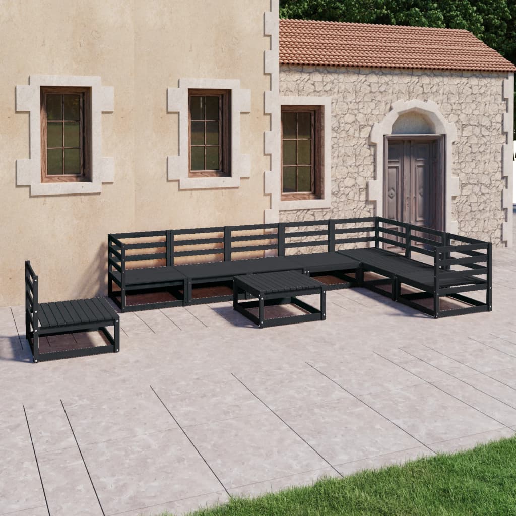 Vixl Set Mobilier Grădină Cu Perne, 9 Piese, , Lemn Masiv De Pin