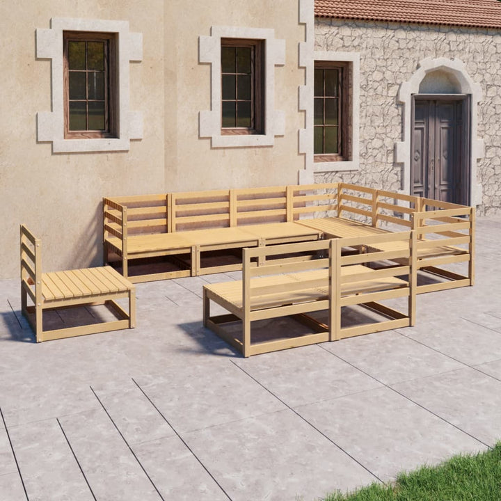 Vixl Set Mobilier Grădină Cu Perne, 9 Piese, , Lemn Masiv Pin