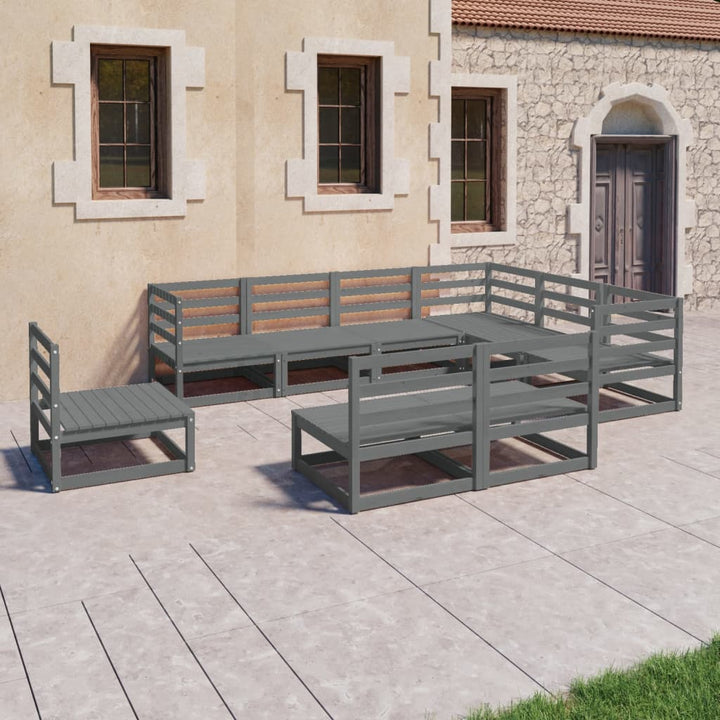 Vixl Set Mobilier Grădină Cu Perne, 9 Piese, , Lemn Masiv Pin