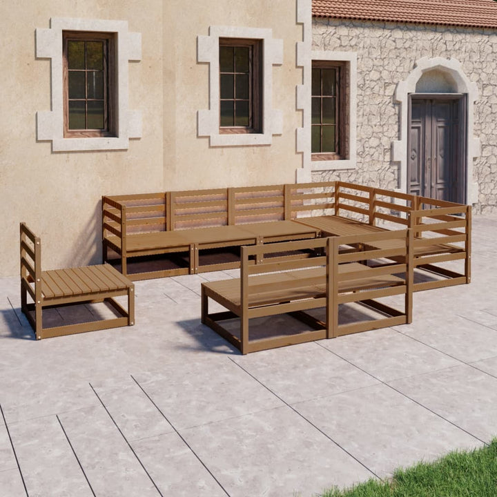 Vixl Set Mobilier Grădină Cu Perne, 9 Piese, , Lemn Masiv Pin