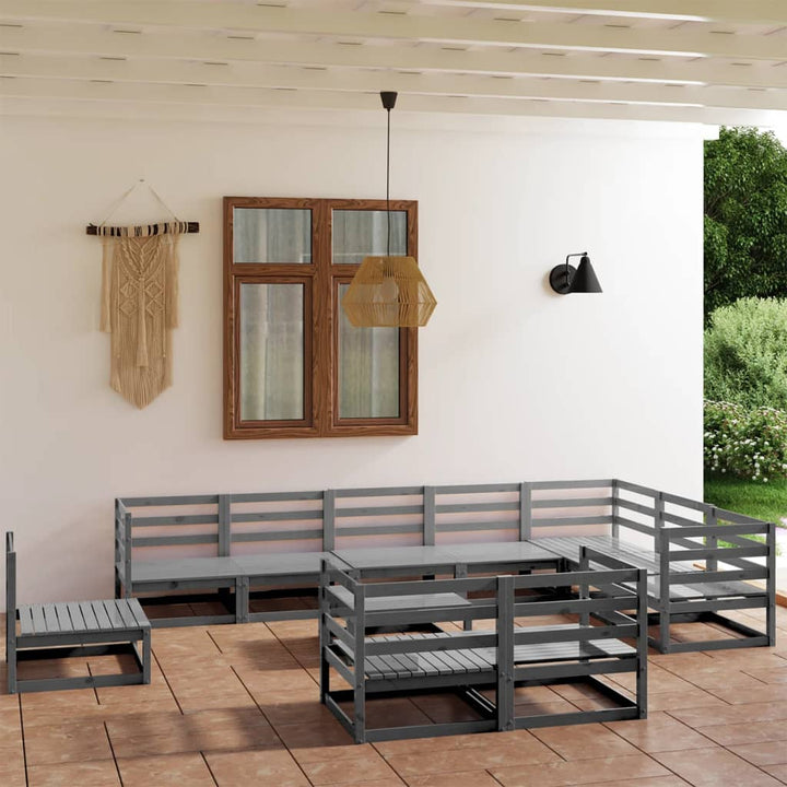 Vixl Set Mobilier Grădină Cu Perne, 11 Piese, Lemn Masiv De Pin