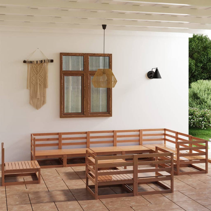 Vixl Set Mobilier Grădină Cu Perne, 11 Piese, Lemn Masiv De Pin