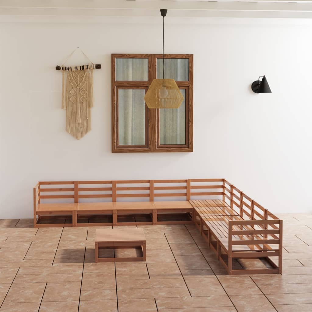 Vixl Set Șezlonguri Grădină Cu Perne, 10 Piese, , Lemn Masiv Pin
