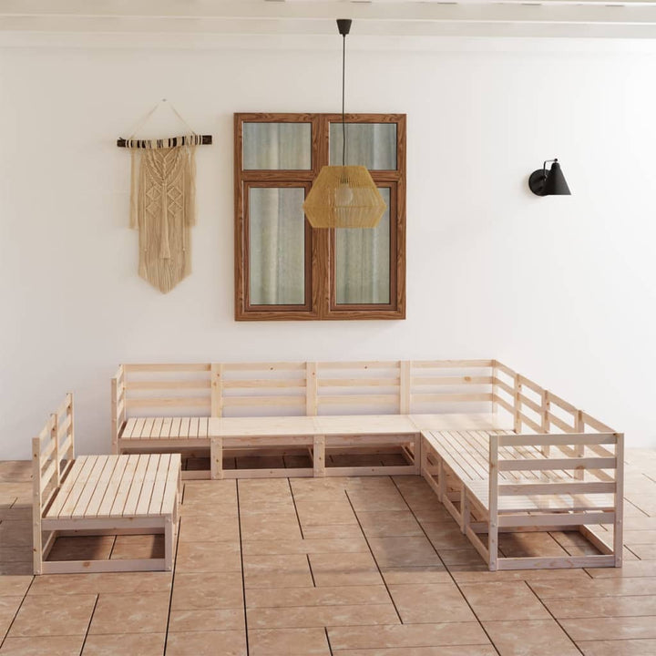 Vixl Set Mobilier Grădină Cu Perne, 9 Piese, , Lemn Masiv De Pin