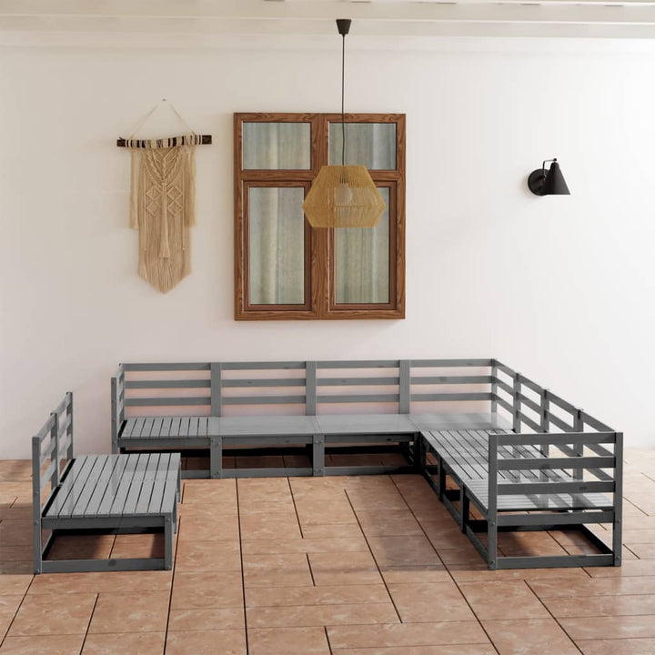 Vixl Set Mobilier Grădină Cu Perne, 9 Piese, , Lemn Masiv De Pin