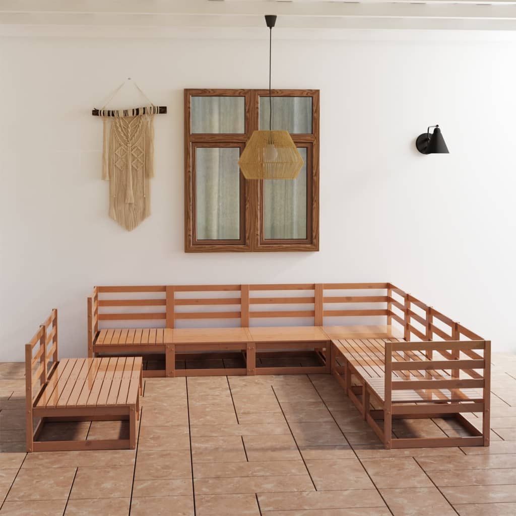 Vixl Set Mobilier Grădină Cu Perne, 9 Piese, , Lemn Masiv De Pin
