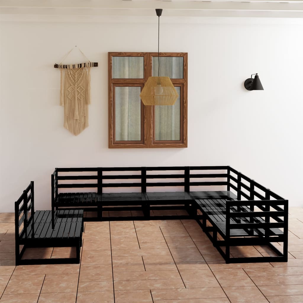 Vixl Set Mobilier Grădină Cu Perne, 9 Piese, , Lemn Masiv De Pin
