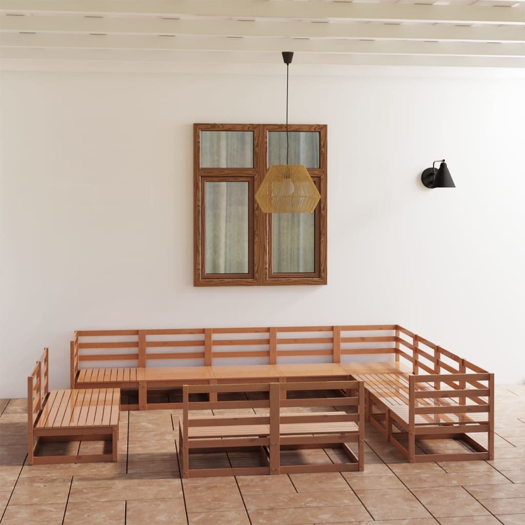 Vixl Set Mobilier Grădină Cu Perne, 12 Piese, Lemn Masiv De Pin