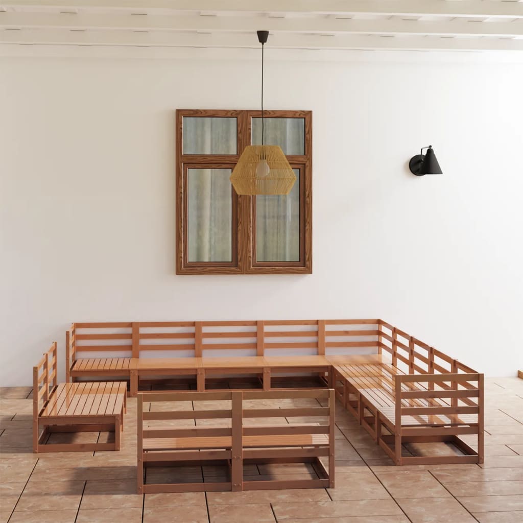 Vixl Set Mobilier Grădină Cu Perne, 13 Piese, , Lemn Masiv De Pin