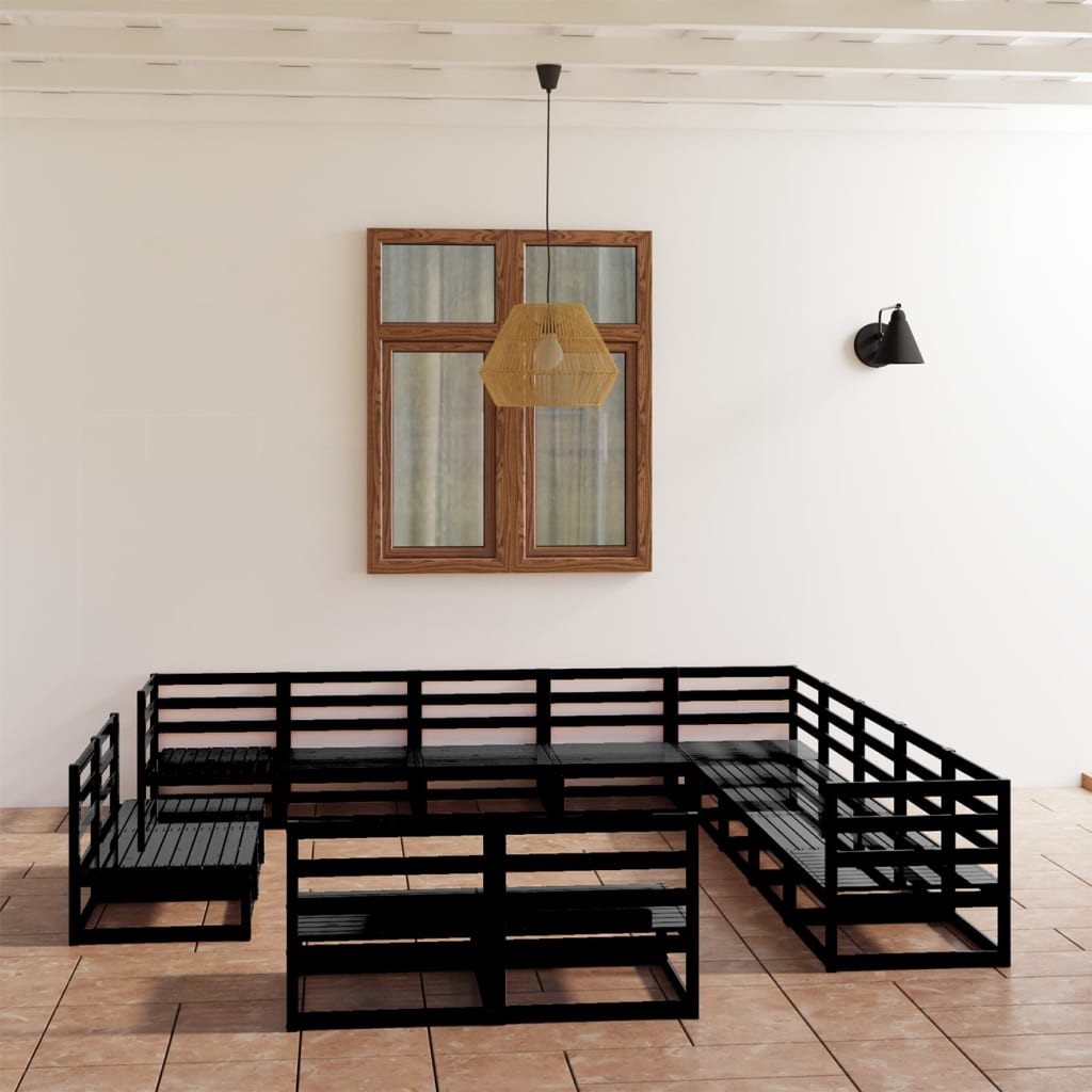 Vixl Set Mobilier Grădină Cu Perne, 13 Piese, , Lemn Masiv De Pin