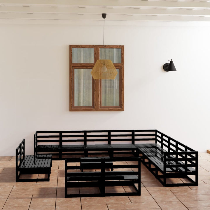 Vixl Set Mobilier Grădină Cu Perne, 14 Piese, , Lemn Masiv Pin