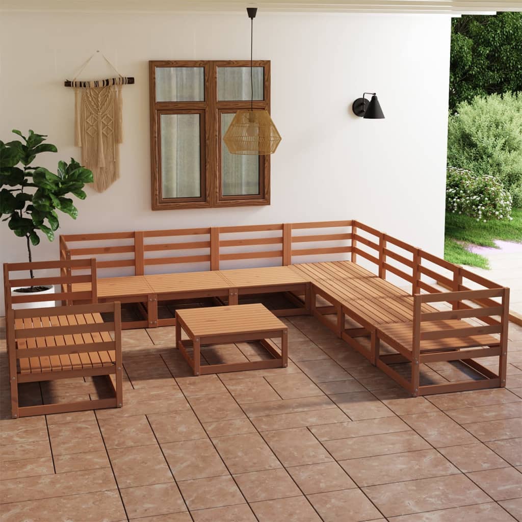 Vixl Set Mobilier Grădină Cu Perne, 10 Piese, , Lemn Masiv Pin